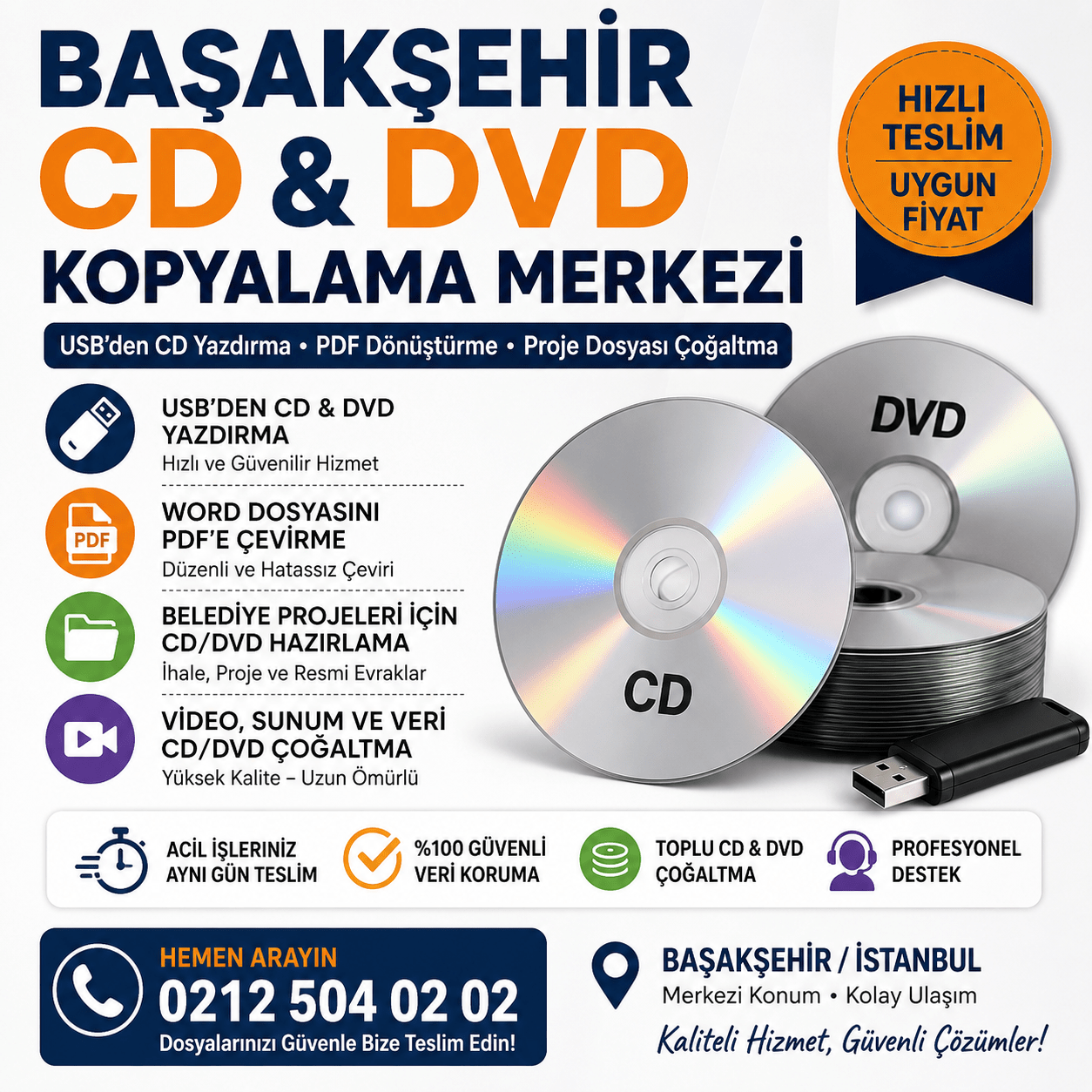 Başakşehir CD - DVD Yazma Kopyalama | 0212 504 02 02