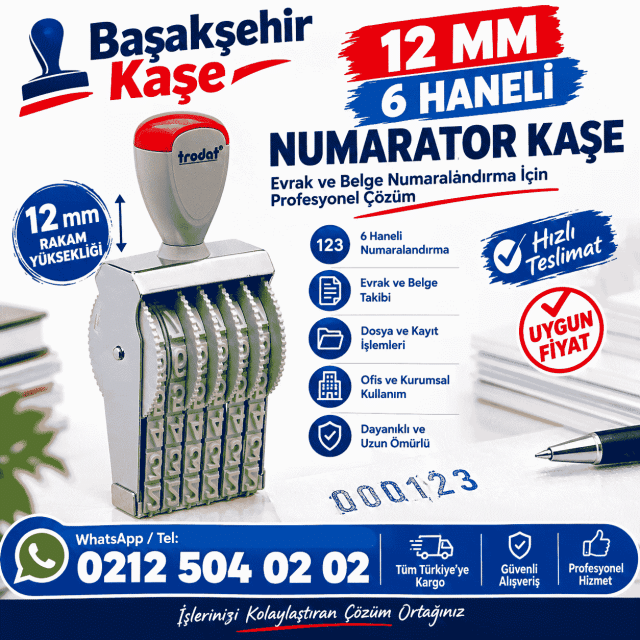 numaratör kaşe noter kaşesi 12 mm numaratör kaşe trodat