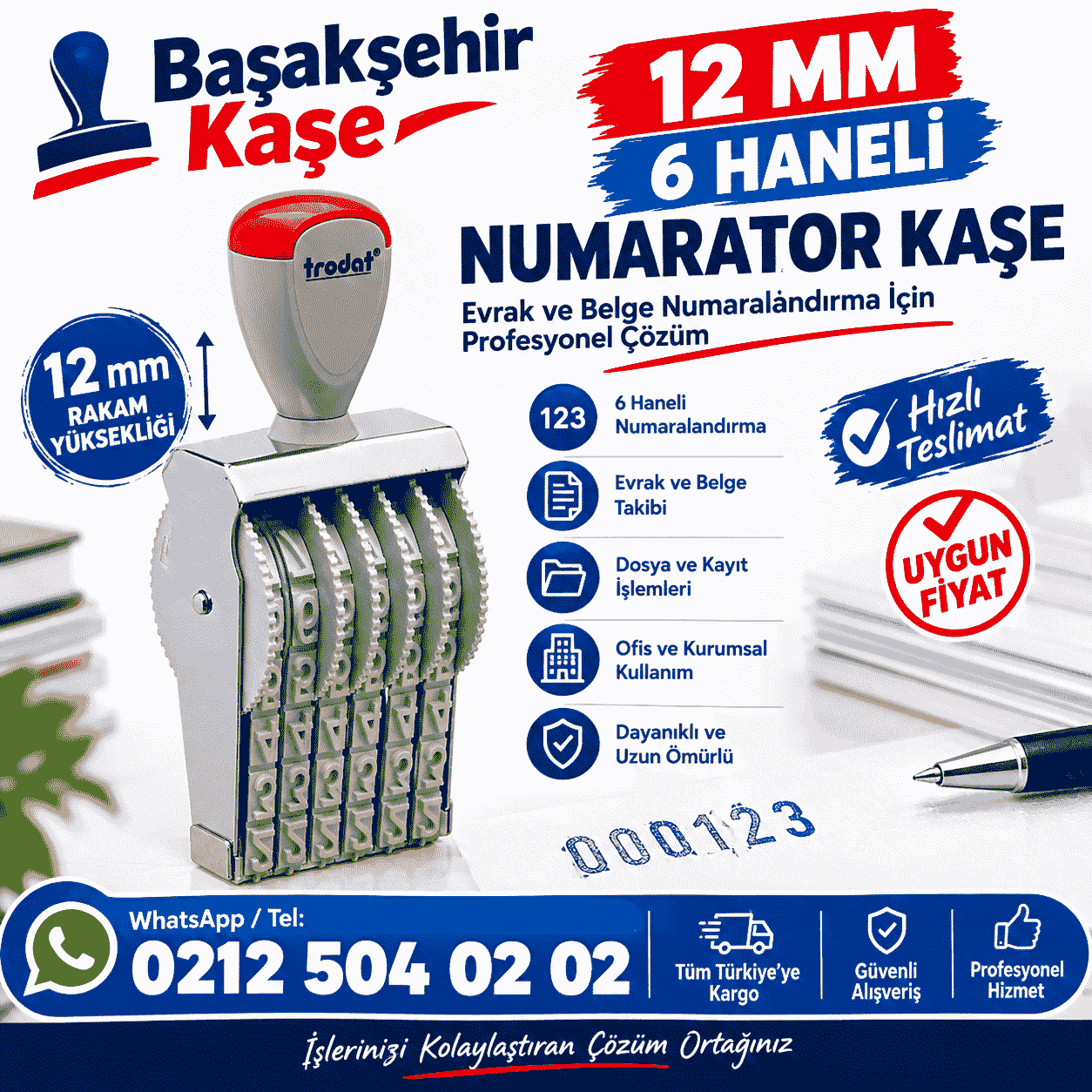 numaratör kaşe noter kaşesi 12 mm numaratör kaşe trodat
